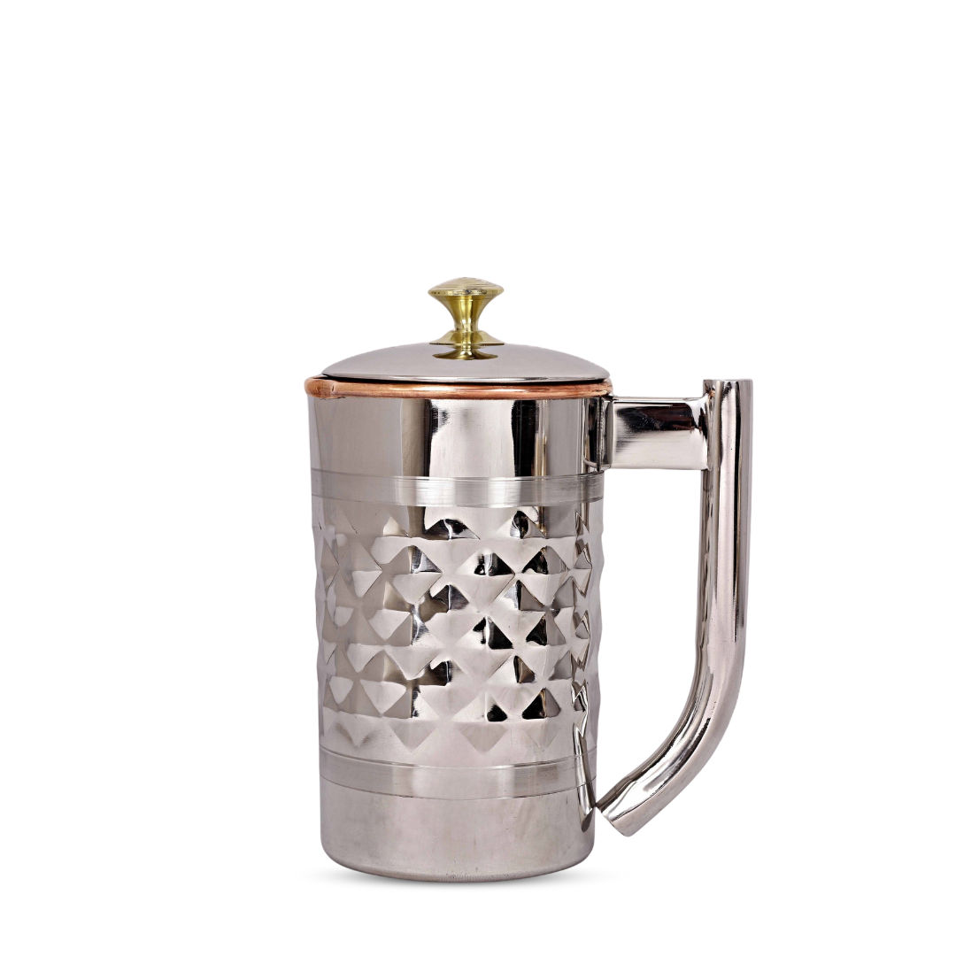 Pure steel copper diamond design jug, 1500 ML